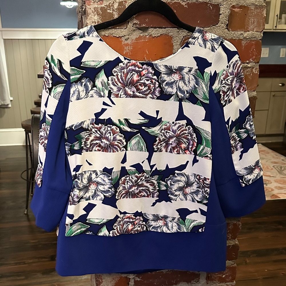 French Connection Blue and White Floral Blouse